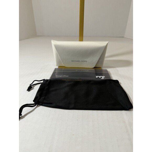 Michael Kors MK Cream White Sunglasses Case Shell Large, Pouch & Cleaning Cloth - Picture 1 of 12
